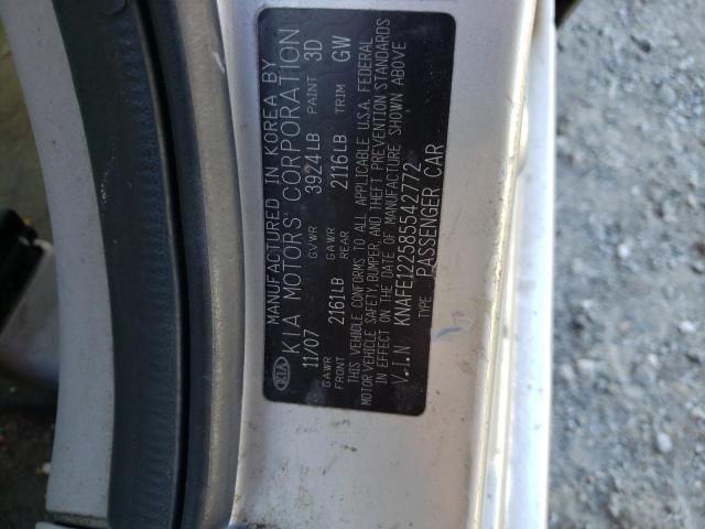 KNAFE122585542772 - 2008 KIA SPECTRA EX GRAY photo 13