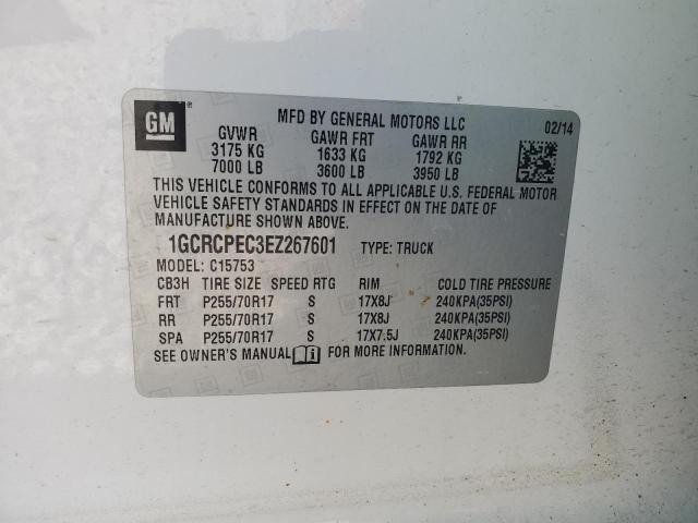 1GCRCPEC3EZ267601 - 2014 CHEVROLET SILVERADO C1500 WHITE photo 12