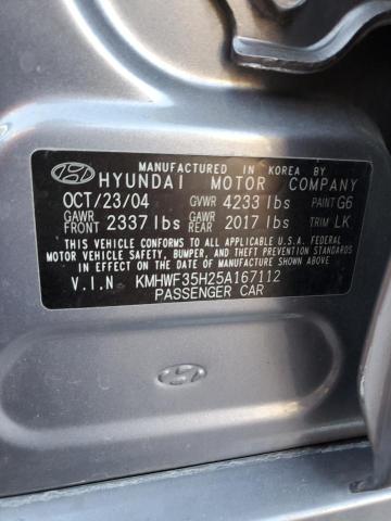 KMHWF35H25A167112 - 2005 HYUNDAI SONATA GLS SILVER photo 13