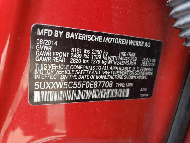 5UXXW5C55F0E87708 - 2015 BMW X4 XDRIVE35I RED photo 13