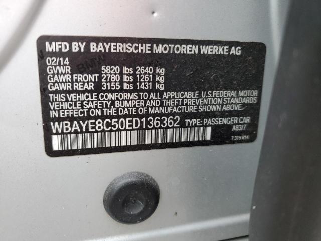 WBAYE8C50ED136362 - 2014 BMW 750LI LI SILVER photo 12