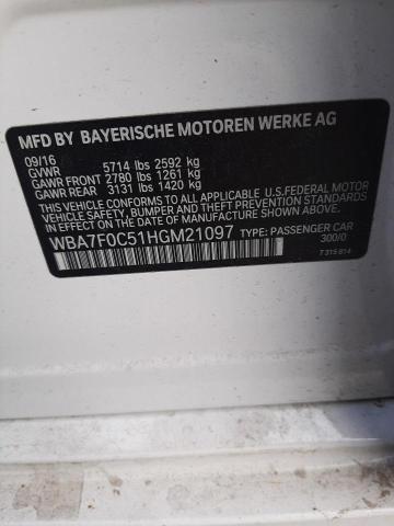 WBA7F0C51HGM21097 - 2017 BMW 750 I WHITE photo 13