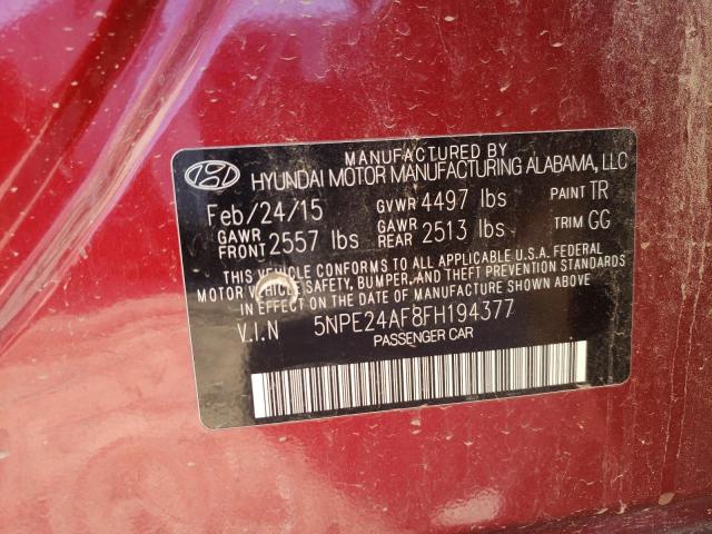 5NPE24AF8FH194377 - 2015 HYUNDAI SONATA SE MAROON photo 14