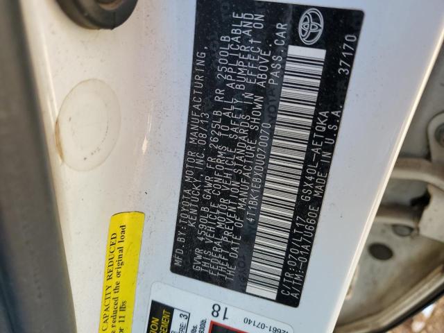 4T1BK1EBXDU070070 - 2013 TOYOTA AVALON BASE 白色 照片 13