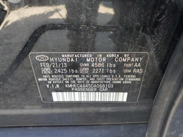 KMHEC4A45DA068103 - 2013 HYUNDAI SONATA HYBRID BLACK photo 12