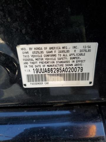 19UUA66295A020079 - 2005 ACURA TL BLACK photo 12