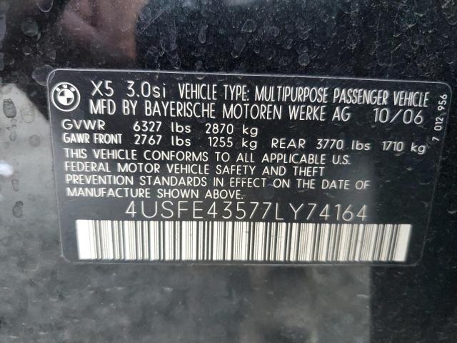 4USFE43577LY74164 - 2007 BMW X5 3.0I BLACK photo 13