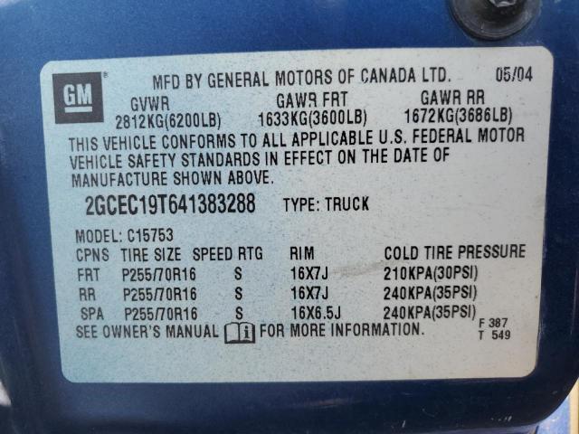 2GCEC19T641383288 - 2004 CHEVROLET SILVERADO C1500 BLUE photo 12