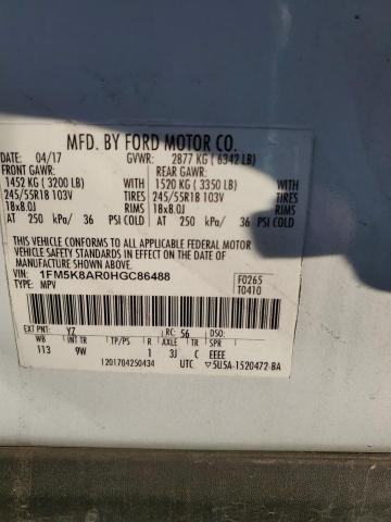 1FM5K8AR0HGC86488 - 2017 FORD EXPLORER POLICE INTERCEPTOR თეთრი ფოტო 14