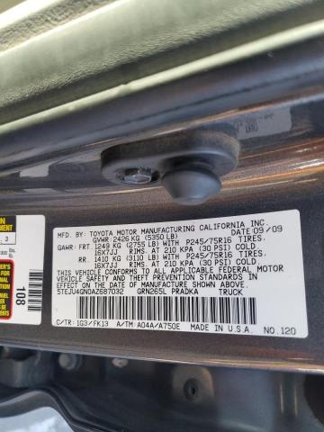 5TEJU4GN0AZ687032 - 2010 TOYOTA TACOMA DOUBLE CAB PRERUNNER GRAY photo 12