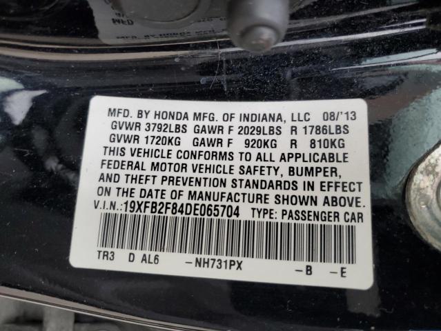 19XFB2F84DE065704 - 2013 HONDA CIVIC EX BLACK photo 13