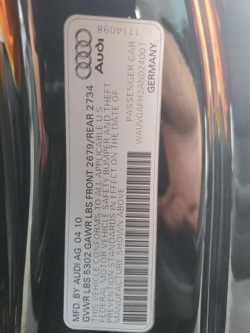 WAUVGAFH2AN024001 - 2010 AUDI S5 PRESTIGE 黑色 照片 12