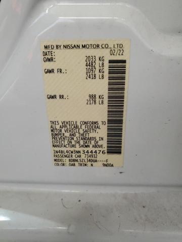 1N4BL4CW3NN344476 - 2022 NISSAN ALTIMA SR WHITE photo 12