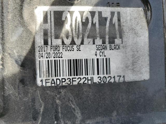 1FADP3F22HL302171 - 2017 FORD FOCUS SE BLACK photo 12