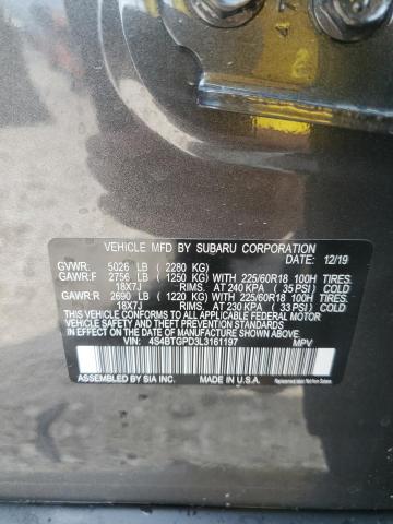 4S4BTGPD3L3161197 - 2020 SUBARU OUTBACK TOURING LDL Մոխրագույն լուսանկար 14