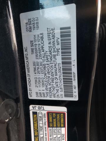 5J8TC1H37KL006275 - 2019 ACURA RDX BLACK photo 12