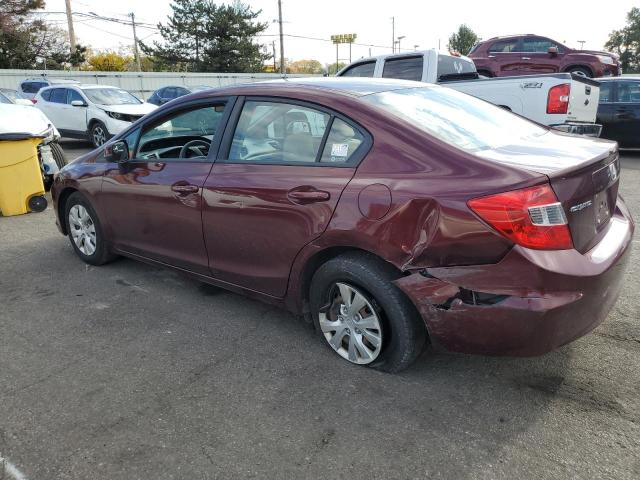 19XFB2F55CE088414 - 2012 HONDA CIVIC LX BURGUNDY photo 2