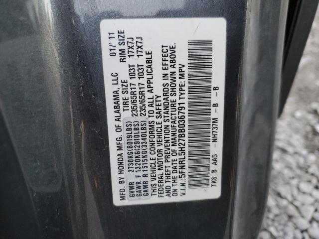 5FNRL5H27BB036791 - 2011 HONDA ODYSSEY LX GRAY photo 13