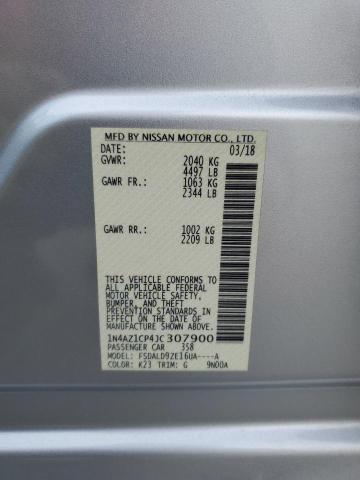 1N4AZ1CP4JC307900 - 2018 NISSAN LEAF S SILVER photo 12