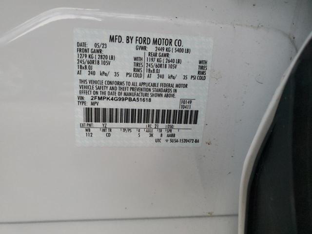 2FMPK4G99PBA51618 - 2023 FORD EDGE SE WHITE photo 13