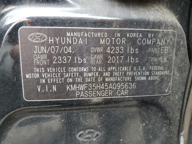 KMHWF35H45A095636 - 2005 HYUNDAI SONATA GLS BLACK photo 12