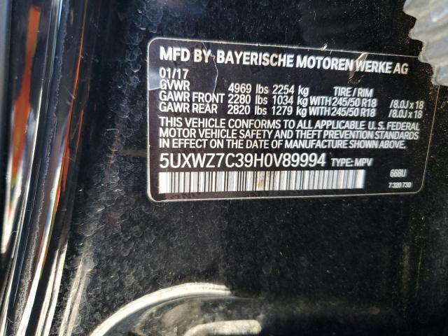 5UXWZ7C39H0V89994 - 2017 BMW X3 SDRIVE28I BLACK photo 13