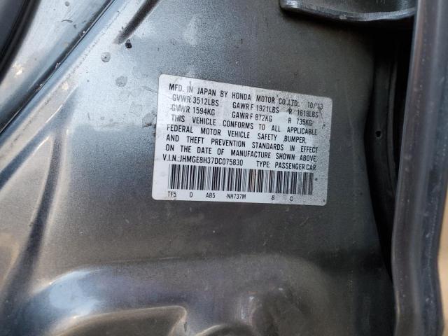 JHMGE8H37DC075830 - 2013 HONDA FIT GRAY photo 12