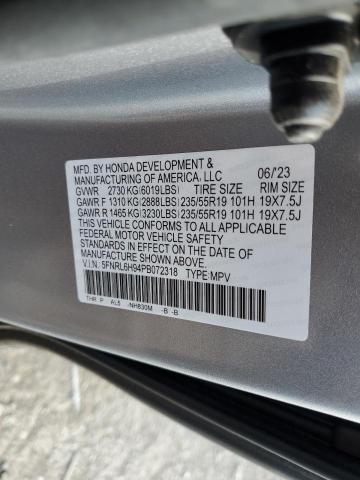 5FNRL6H94PB072318 - 2023 HONDA ODYSSEY ELITE SILVER photo 13