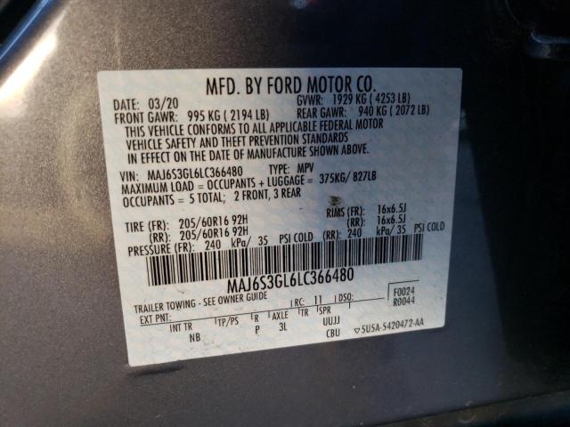 MAJ6S3GL6LC366480 - 2020 FORD ECOSPORT SE Gri fotoğraf 13