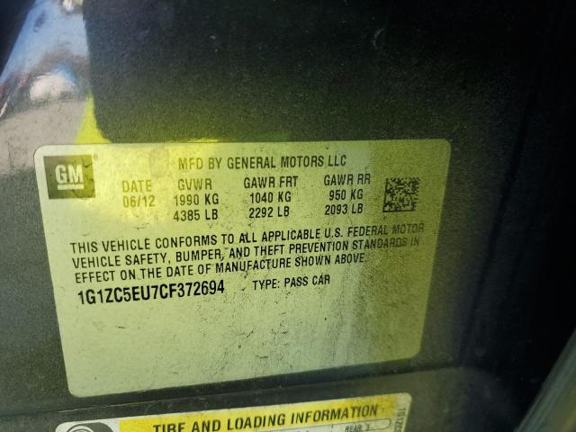 1G1ZC5EU7CF372694 - 2012 CHEVROLET MALIBU 1LT Boz foto 12