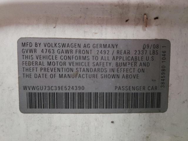 WVWGU73C39E524390 - 2009 VOLKSWAGEN CC VR6 4MOTION WHITE photo 12