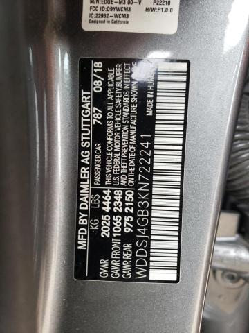 WDDSJ4GB3KN722241 - 2019 MERCEDES-BENZ CLA 250 4MATIC GRAY photo 12