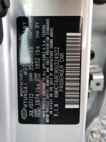 KMHCT4AE9DU324922 - 2013 HYUNDAI ACCENT GLS SILVER photo 12