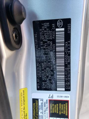 4T1BF1FK4EU378369 - 2014 TOYOTA CAMRY L SILVER photo 12