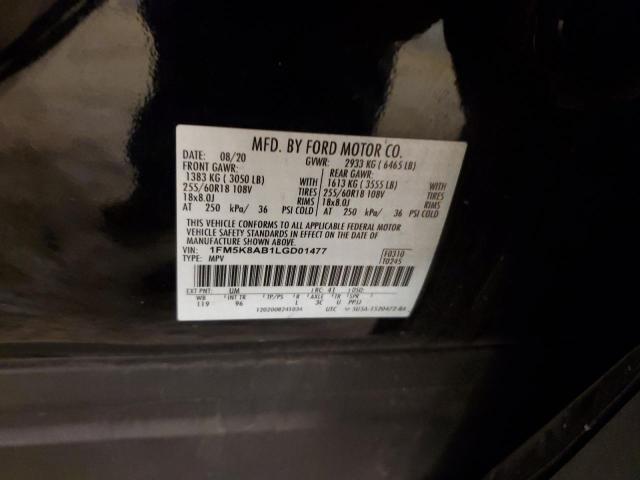 1FM5K8AB1LGD01477 - 2020 FORD EXPLORER POLICE INTERCEPTOR 黑色 照片 12