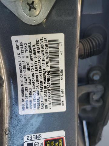 19XFA1F52AE065442 - 2010 HONDA CIVIC LX GRAY photo 12