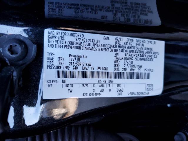 1FADP3F25FL240133 - 2015 FORD FOCUS SE BLACK photo 12