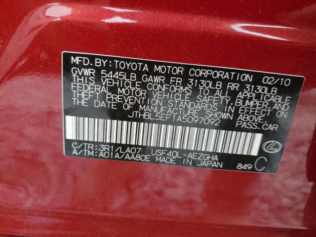 JTHBL5EF1A5097092 - 2010 LEXUS LS 460 RED photo 13