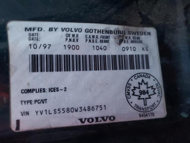 YV1LS5580W3486751 - 1998 VOLVO S70 GREEN photo 13