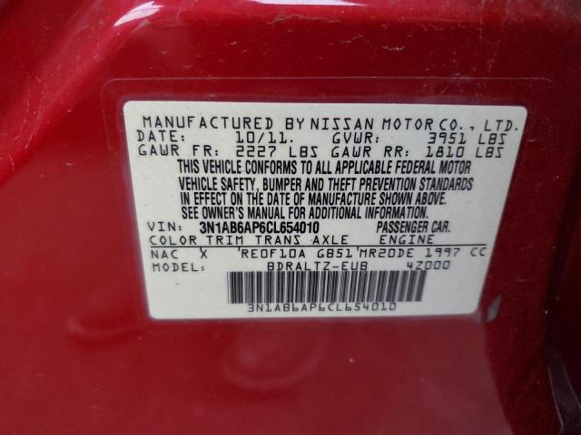 3N1AB6AP6CL654010 - 2012 NISSAN SENTRA 2.0 RED photo 12