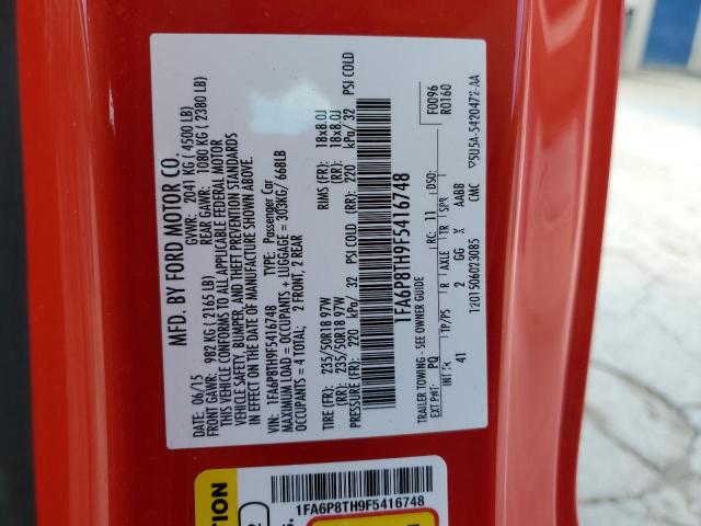 1FA6P8TH9F5416748 - 2015 FORD MUSTANG RED photo 12