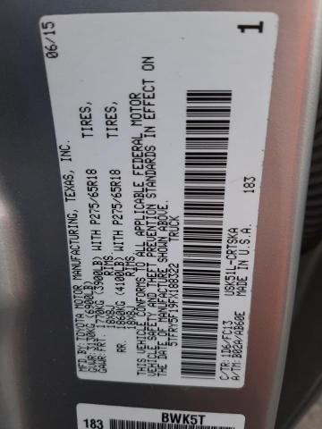 5TFRY5F19FX188322 - 2015 TOYOTA TUNDRA DOUBLE CAB SR/SR5 SILVER photo 12