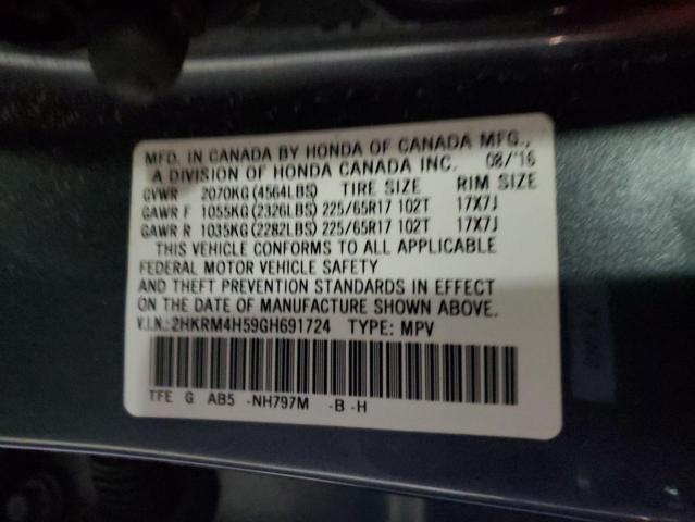 2HKRM4H59GH691724 - 2016 HONDA CR-V EX GRAY photo 14