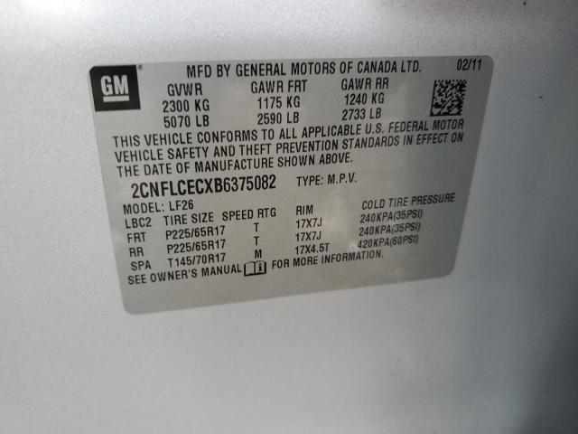 2CNFLCECXB6375082 - 2011 CHEVROLET EQUINOX LS SILVER photo 12