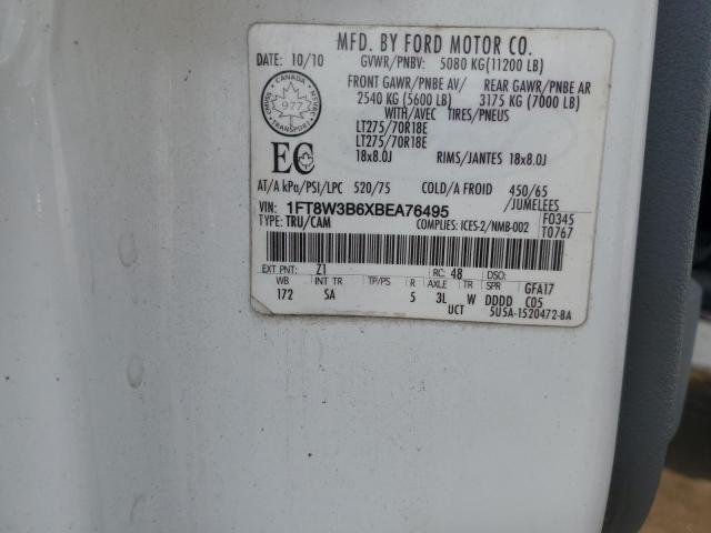 1FT8W3B6XBEA76495 - 2011 FORD F350 SUPER DUTY WHITE photo 12