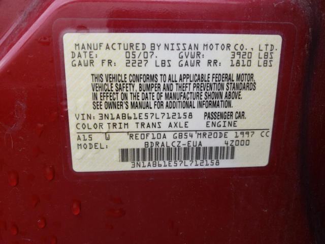 3N1AB61E57L712158 - 2007 NISSAN SENTRA 2.0 RED photo 12