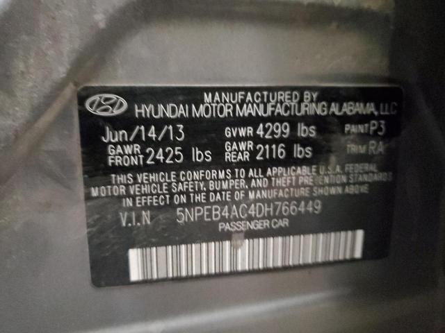 5NPEB4AC4DH766449 - 2013 HYUNDAI SONATA GLS GRAY photo 12