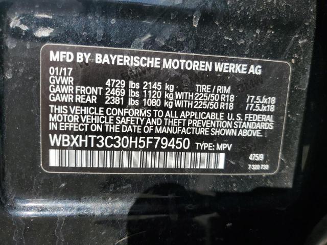 WBXHT3C30H5F79450 - 2017 BMW X1 XDRIVE28I BLACK photo 12