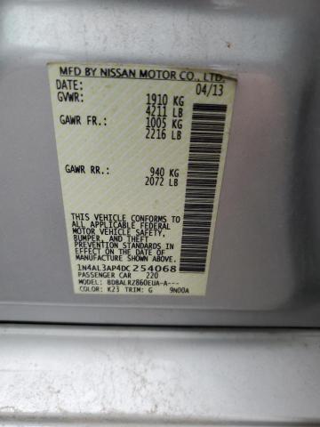 1N4AL3AP4DC254068 - 2013 NISSAN ALTIMA 2.5 SILVER photo 12