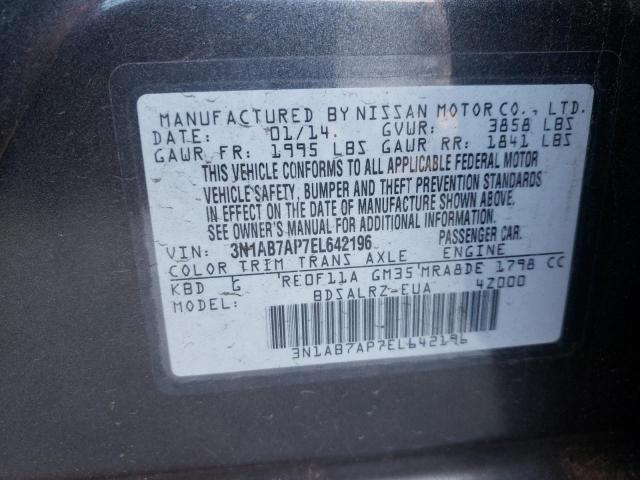 3N1AB7AP7EL642196 - 2014 NISSAN SENTRA S GRAY photo 12